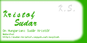 kristof sudar business card